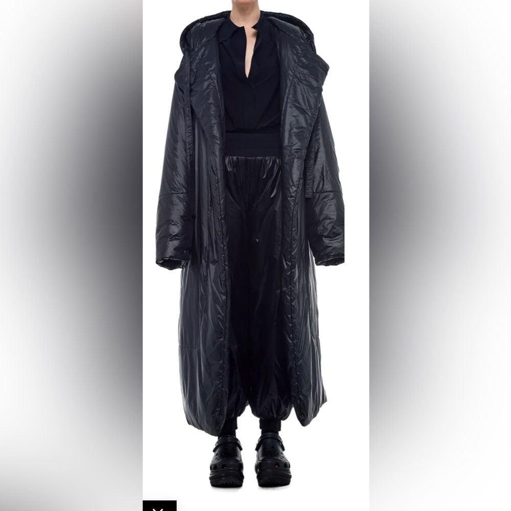 NORMA KAMALI HOODED OVERSIZED BOYFRIEND SLEEPING BAG COAT xs-s
